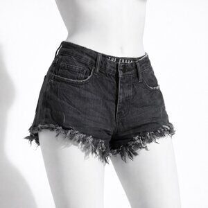 Cotton On Black Frayed Denim Shorts Mid Rise Distressed Festival Size 2